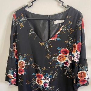 Floral Shirt Dress - L